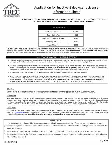 Application Format For Govt Quarter, Application For Inactive Real Estate Sales Agent License, Application Format For Govt Quarter